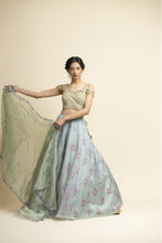 Load image into Gallery viewer, JADE GREEN ORGANZA LEHENGA SET