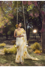Load image into Gallery viewer, SUNFLOWER OFF WHITE ORGANZA SAREE