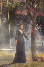 Load image into Gallery viewer, BLACK NUDE PEPLUM GARARA SET WITH BUSTIER