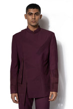 Load image into Gallery viewer, Navy Embroidered Layered Bandhgala