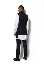 Load image into Gallery viewer, Black Asymmetrical Nehru Jacket Set