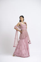 Load image into Gallery viewer, ROSE PINK ORGANZA SHARARA SET