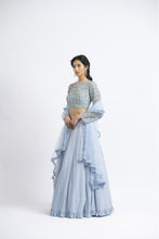 Load image into Gallery viewer, ICE BLUE TULLE LEHENGA CHOLI SET
