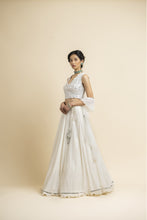 Load image into Gallery viewer, WHITE GEORGETTE LEHENGA WITH TULLE CHOLI AND DUPATTA
