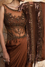Load image into Gallery viewer, DARK COPPER DRAPE SAREE