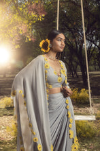 Load image into Gallery viewer, GREY DRAPED SKIRT WITH BLOUSE AND JACKET