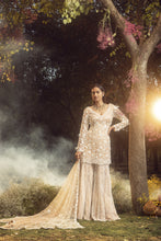 Load image into Gallery viewer, MOCHA NET KURTA SHARARA SET AND DUPATTA