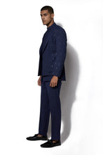 Load image into Gallery viewer, Navy Embroidered Layered Bandhgala