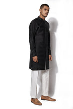 Load image into Gallery viewer, Black Short Textured Kurta Set