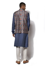 Load image into Gallery viewer, Blue Printed Bundi Kurta Set