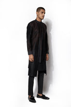 Load image into Gallery viewer, Black Asymmetrical Layered Kurta Set