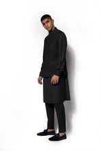 Load image into Gallery viewer, Black Textured Nehru Jacket Set