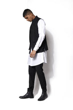Load image into Gallery viewer, Black Asymmetrical Nehru Jacket Set