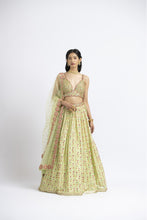Load image into Gallery viewer, MEHENDI GREEN LEHENGA CHOLI SET