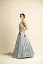 Load image into Gallery viewer, JADE GREEN ORGANZA LEHENGA SET