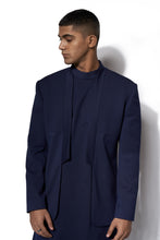 Load image into Gallery viewer, Navy Asymmetric Bandhgala With Kurta Set