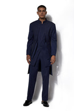 Load image into Gallery viewer, Navy Blue Asymmetrical Layered Long Jacket Set