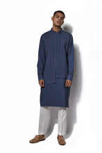 Load image into Gallery viewer, Denim Blue Asymmetrical Textured Kurta Set