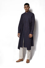 Load image into Gallery viewer, Navy Layered Textured Kurta Set