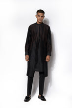 Load image into Gallery viewer, Black Asymmetrical Layered Kurta Set