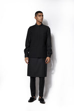 Load image into Gallery viewer, Black Textured Nehru Jacket Set