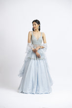Load image into Gallery viewer, ICE BLUE PEPLUM LEHENGA SET