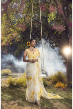 Load image into Gallery viewer, SUNFLOWER OFF WHITE ORGANZA SAREE
