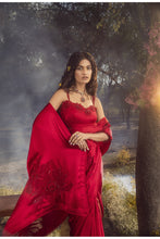 Load image into Gallery viewer, STRAWBERRY RED SATIN SAREE