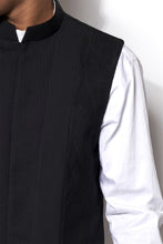 Load image into Gallery viewer, Black Asymmetrical Nehru Jacket Set