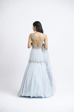 Load image into Gallery viewer, ICE BLUE PEPLUM LEHENGA SET
