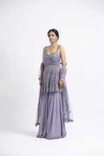 Load image into Gallery viewer, SMOKY LILAC PEPLUM SHARARA SET
