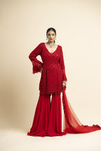 Load image into Gallery viewer, RED GEORGETTE GARARA SET