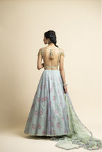 Load image into Gallery viewer, JADE GREEN ORGANZA LEHENGA SET