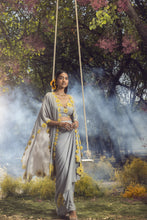 Load image into Gallery viewer, GREY DRAPED SKIRT WITH BLOUSE AND JACKET