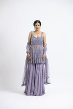 Load image into Gallery viewer, SMOKY LILAC PEPLUM SHARARA SET