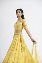 Load image into Gallery viewer, SUNSHINE YELLOW RESHAM AND PATRA WORK LEHENGA CHOLI SET