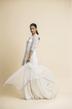 Load image into Gallery viewer, OFF WHITE TULLE SHIRT AND DUPATTA WITH MOKAISH GARARA