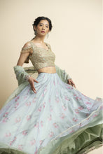 Load image into Gallery viewer, JADE GREEN ORGANZA LEHENGA SET