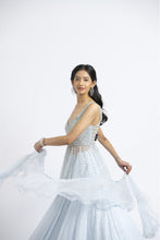 Load image into Gallery viewer, ICE BLUE PEPLUM LEHENGA SET
