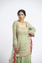 Load image into Gallery viewer, JADE GREEN GEORGETTE GOTA EMBROIDERY SET