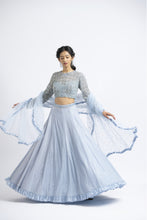 Load image into Gallery viewer, ICE BLUE TULLE LEHENGA CHOLI SET