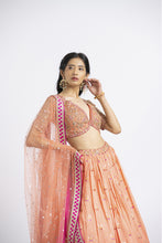 Load image into Gallery viewer, MANGO ORANGE GEORGETTE LEHENGA CHOLI SET