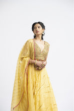 Load image into Gallery viewer, SUNBURST YELLOW ORGANZA LEHENGA SET