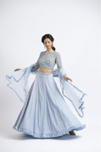 Load image into Gallery viewer, ICE BLUE TULLE LEHENGA CHOLI SET