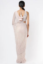 Load image into Gallery viewer, Peach Embellished Saree Set