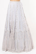Load image into Gallery viewer, Ice blue organza self on self embroidered lehenga
