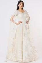 Load image into Gallery viewer, Ivory net self on slef embroidered lehenga