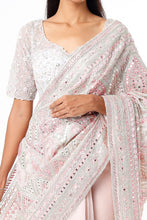 Load image into Gallery viewer, Blush Pink Hand Embellished Saree Set