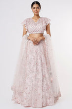 Load image into Gallery viewer, Pink organza embroidered lehenga
