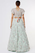Load image into Gallery viewer, Aqua organza embroidered lehenga